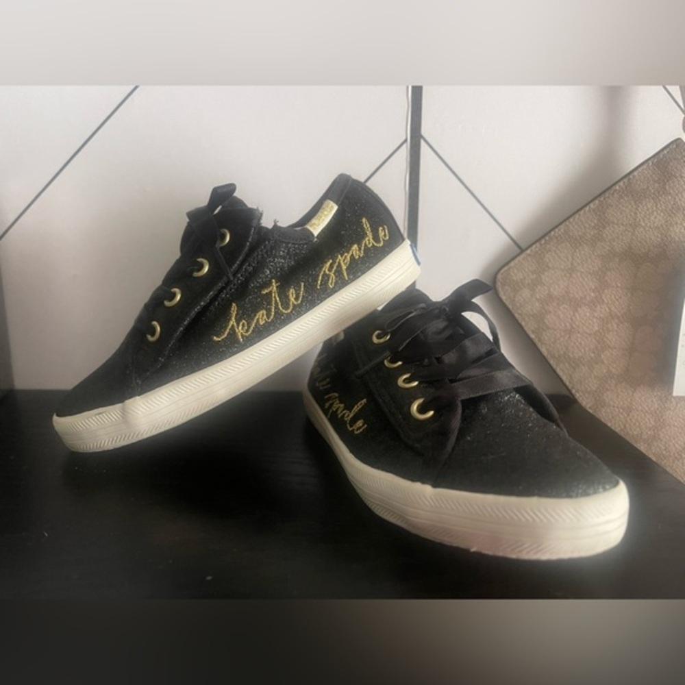 EUC TODDLER Kate Spade Black and Gold Sneakers